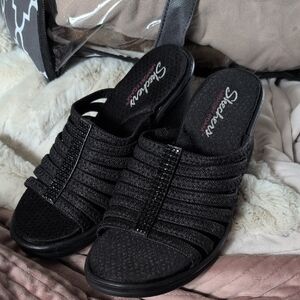 Skechers Black Women's Mules with Rhinestone Detail